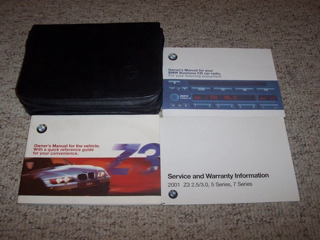 2001 BMW Z3 Roadster Convertible Owner Owner's Manual User Guide Set 2.5i 3.0i 2001 BMW Z3 Roadster Convertible Owner Owner's Manual User Guide Set 2.5i 3.0i