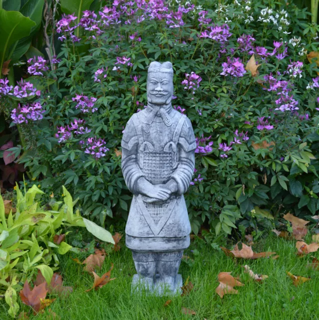 Solid Stone Figure Chinese Terracotta Warrior Zen Qin Cast Stone Frost Resistant