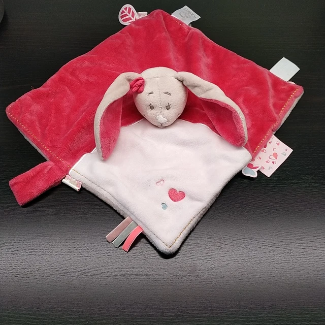 Doudou Plat Chat Rose Avec Cœur - Marque Noukie's Anna Et Pili - Occasion Pour Bébé