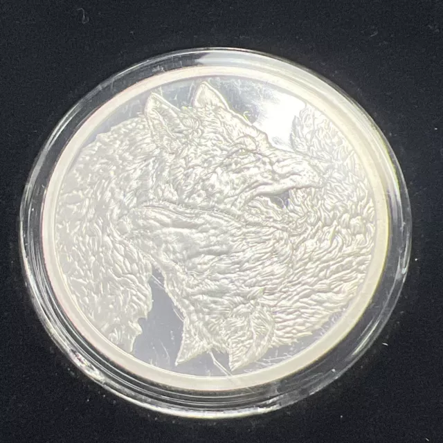 2020 1 Oz .999 Pure Silver Shield Two Wolves Round Coin Bu Bullion New Capsule