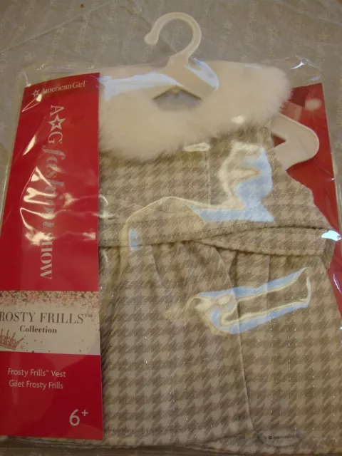 18" American Girl Doll Clothes FROSTY FRILLS VEST NEW White Silver Gray