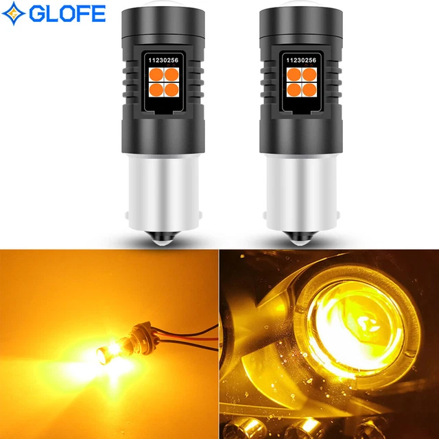 2X GLOFE BA15S 1156 7506 P21W Amber LED Turn Signal Light Bulb Canbus Error Free