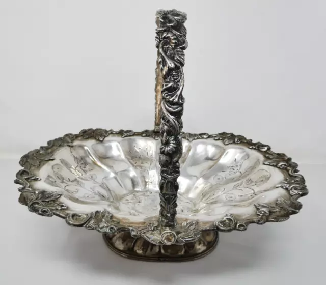 CESTO FRUTTA/PANE Placcato Argento Ghirlanda Ornativa Cerchio Decorato/Manipolato