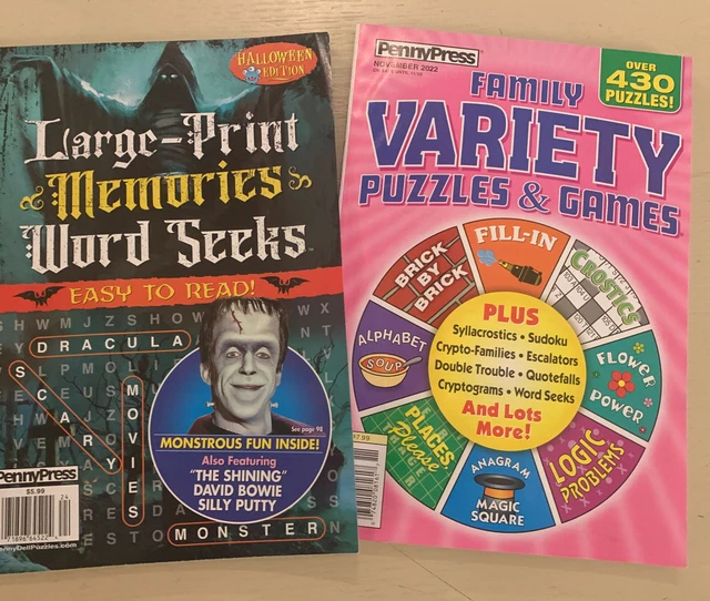 PENNY PRESS 2022 Family Variety Puzzles & Games Over 430 Puzzles
