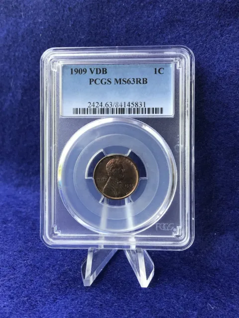 1909 VDB LINCOLN CENT 1c WHEAT PENNY *PCGS MS 63 RB CHOICE UNCIRCULATED*