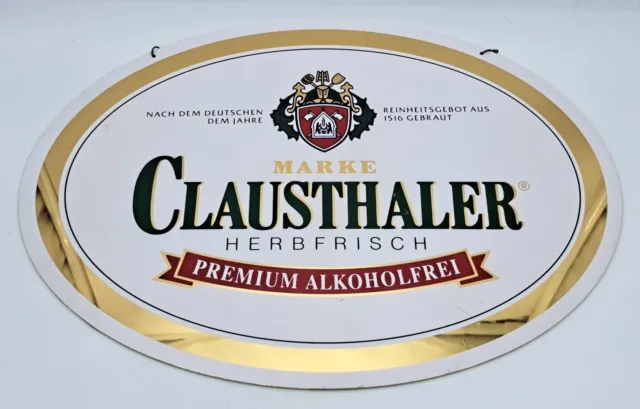 Insegna Targa In Plastica Birra Clausthaler Herbfrisch-Sign Beer Cerveza-Vintage