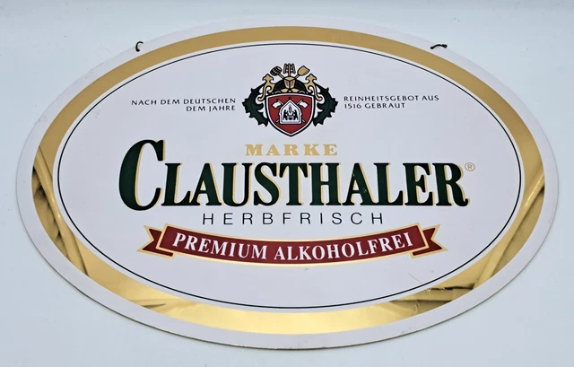 Insegna Targa In Plastica Birra Clausthaler Herbfrisch-Sign Beer Cerveza-Vintage