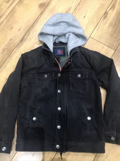 Boys Next Black Denim Jacket Age 11  With Detachable Hood