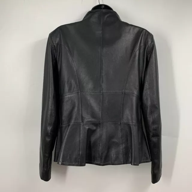 Calvin Klein Collection Women's Lambskin Full ZIp Leather Jacket Size 12 2