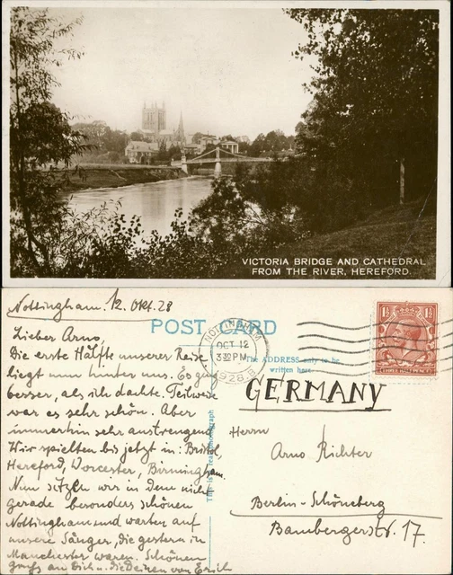 Hereford Henffordd Victoria Bridge, Cathedral From the River/Church, 1928