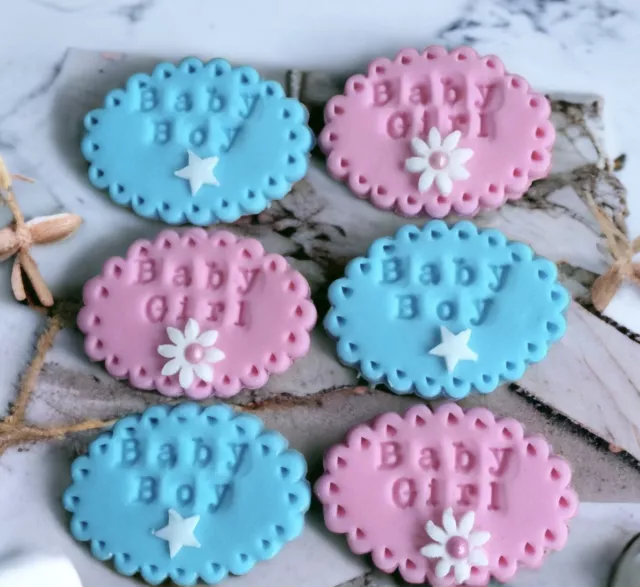 Gender Reveal Blue or Pink Boy or Girl on 24 x Edible Cup Cake Cupcake  Toppers