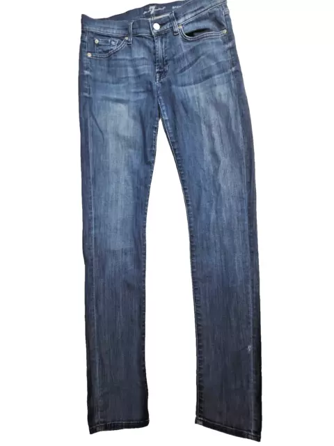 7 For All Mankind Roxanne Jeans Women's Size 28 Mid-Rise Slim Straight Leg Denim