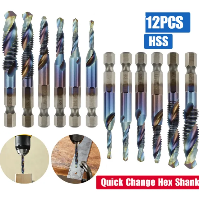 1/4 "HSS Hex Shank Titanium Plated Screw Thread Bits Set M3 - M10 Tap