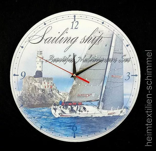 Maritime Wanduhr Uhr Wanddekoration Küchenuhr Holzuhr Sailing SEGELSCHIFF 30cm