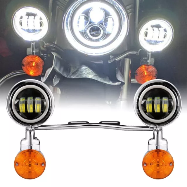LED Passing Turn Signal Light Bar Fog Lamp For Harley Touring Road King FLHR
