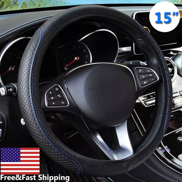 Universal 15" Car Accessories Steering Wheel Cover Breathable Leather Anti-slip