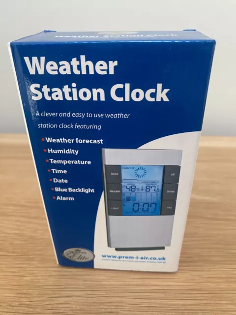 Brand New Prem-i-air Elite Weather Station Clock EH1396