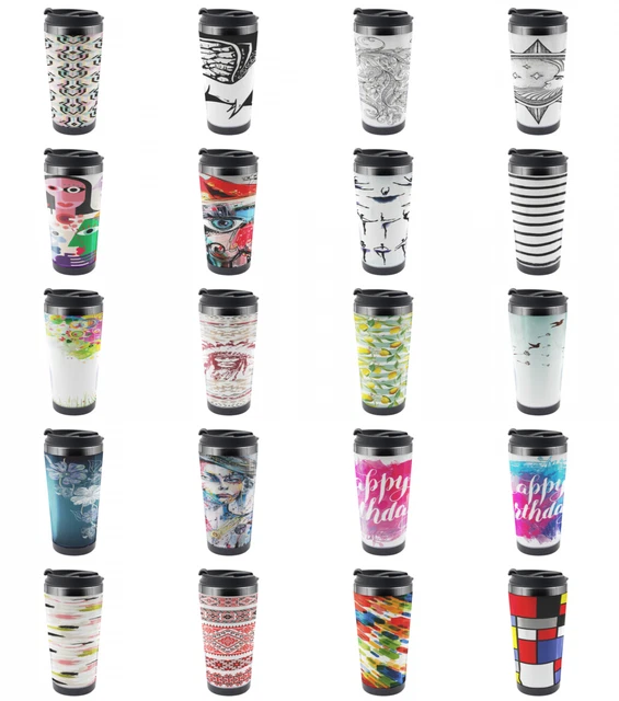 Ambesonne Art Design Travel Mug Steel Thermal Cup 16 oz