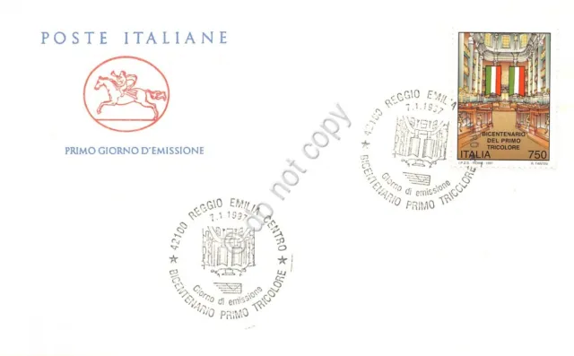 FDC Cavallino - Italia 1997 - Bicentenario del primo tricolore Annullo Figurato