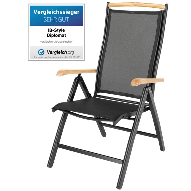 Lot De 2 Chaises De Jardin Pliantes Milano BRUBAKER - Dossier Haut Réglable 8 Positions Anthracite