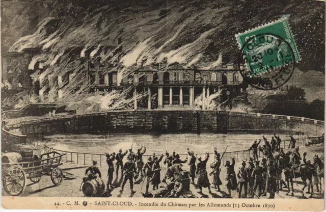 CPA Chateau de ST-CLOUD Incedie MILITARY WAR 1870 (50321)