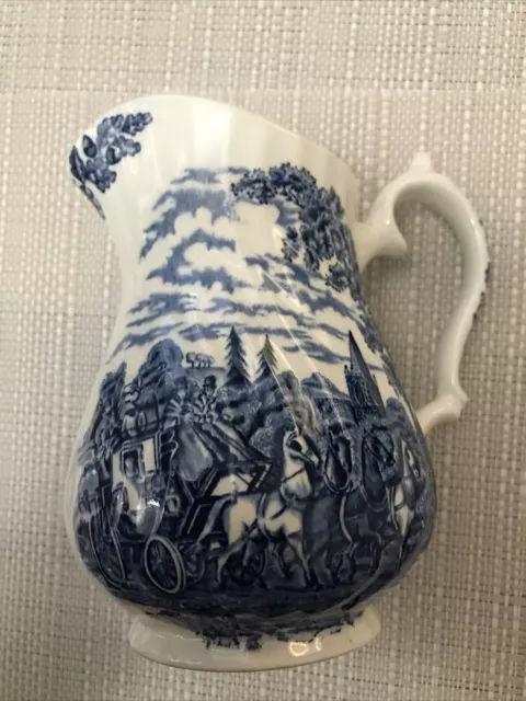 MYOTT ROYAL MAIL BLUE and WHITE PITCHER JUG 7” Inch Tall Hand Engraved