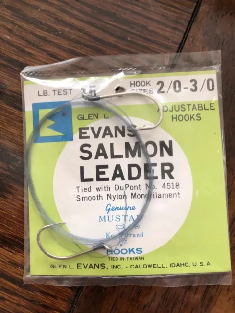 GLEN EVANS SALMON Leaders With Mustad Hooks 15lb - Size 2/0 - 3/0