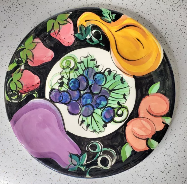 Vintage Round Platter Vicki Carroll Pottery 14" Wide 1995