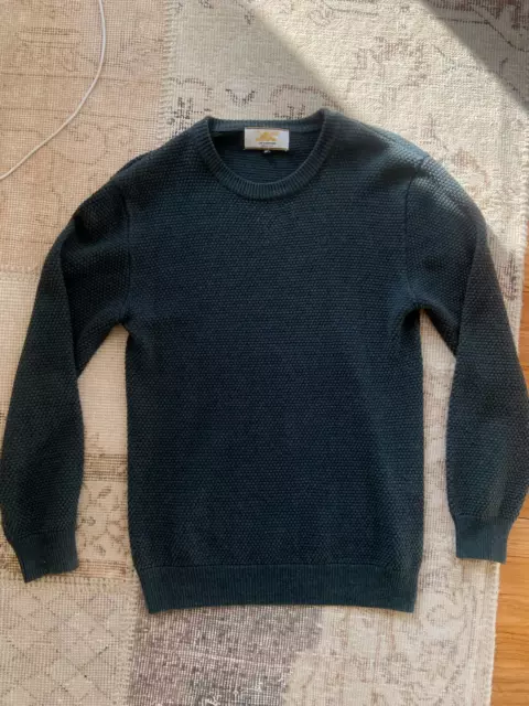 Le Mont St. Michel Forest Green Crew Neck Grid Knit Sweater - Size M