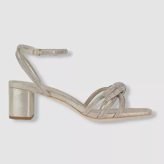 $295 Loeffler Randall Women's Silver Mikel Crystal Suede Sandal Shoes Size 10