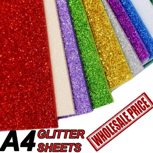 A4 Glitter Card Coloured Premium Quality Low Non Shed 250gsm Crafts Mixe