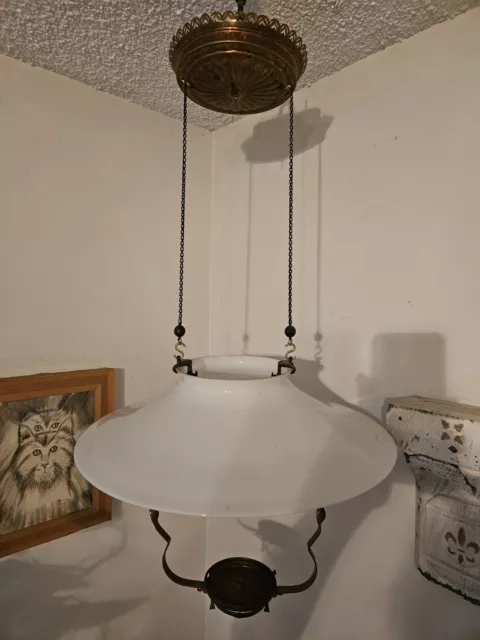 antique hanging oil lamp Bradley & Hubbard