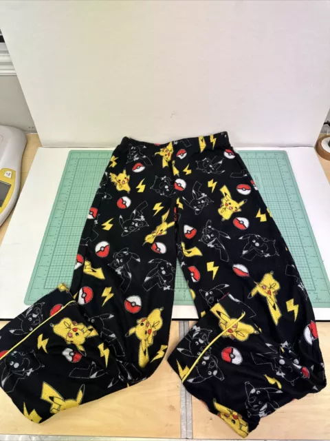 Boys Pokemon Pajama Pants Size 10/12 Black Pickachu Pokeball
