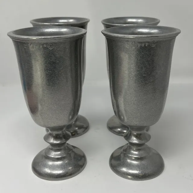 Wilton Armetale Plough Tavern Pewter Water Goblets - Set of 4