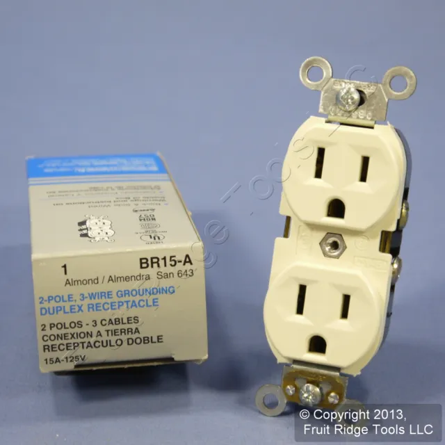 Leviton Almond COMMERCIAL Duplex Receptacle Outlet 15A 125V BR15-A Boxed