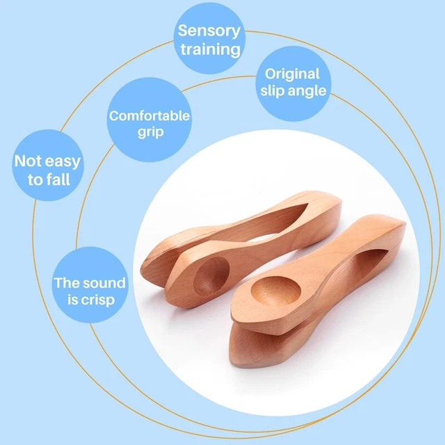2Pcs Wooden Musical Spoons Folk Percussion Instrument Natural Wood Musical T4Y1 2
