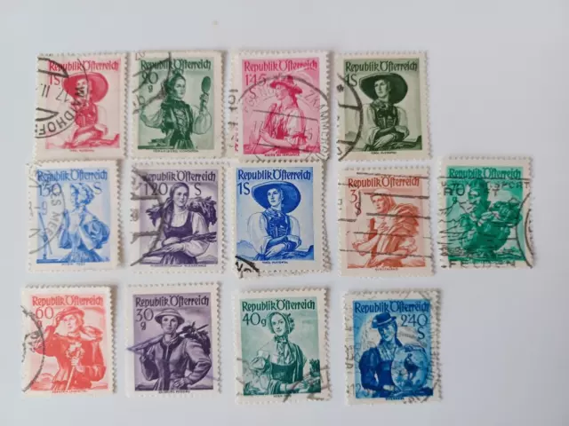 Briefmarken Österreich 1951 Folklore Trachten  gestempelt