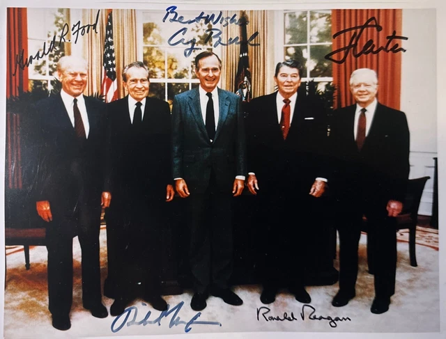 Autographed Five Presidents Nixon, Ford, Reagan, Carter, Bush, Clinton