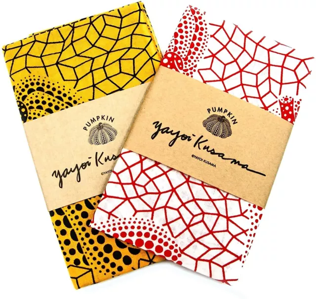 Yayoi Kusama Tenugui  2-piece set  Pumpkin Red ＆ Yellow Japan