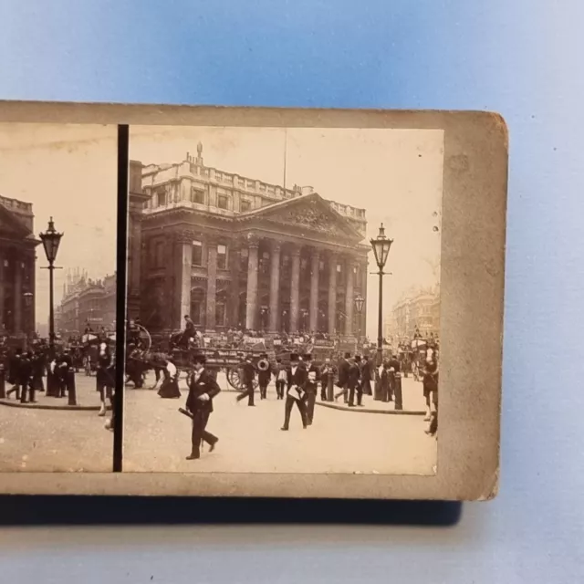 London Stereoview 3D C1880 echtes Foto Villa Haus GWR Pferd & Wagen England