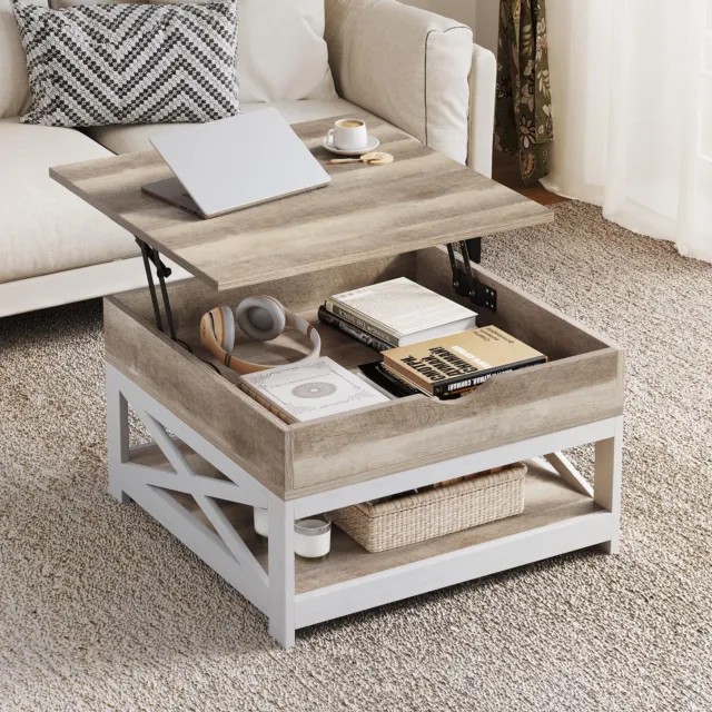 Lift Top Coffee Table w/ Hidden Storage Square Center Cocktail Table Living Room