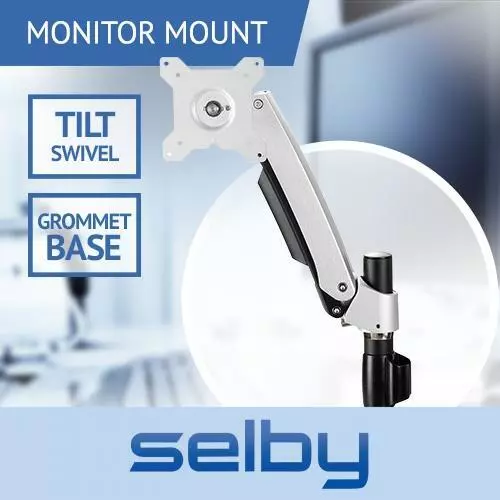 Up to 24" Tilt Swivel LCD PC Monitor Single Arm Bracket Desk Grommet Base VESA