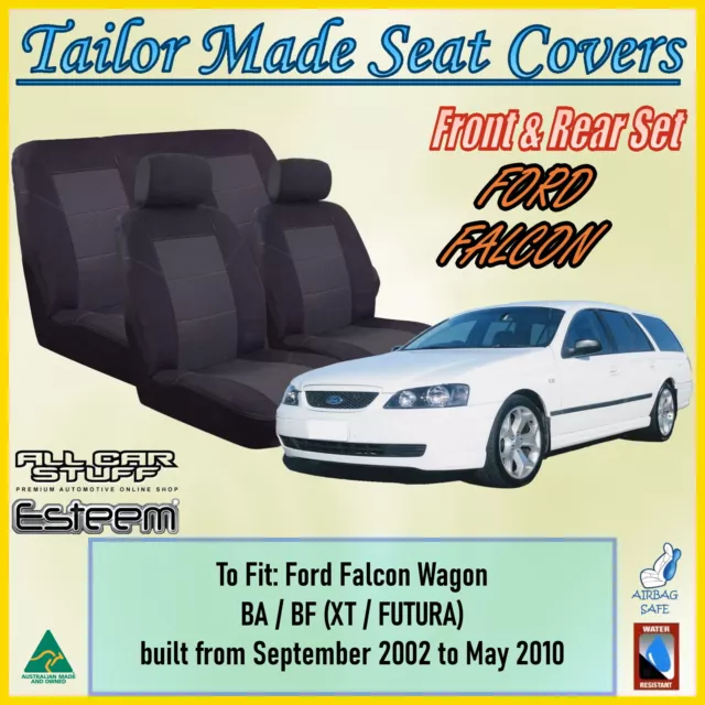 Tailor Made Black Seat Covers for Ford Falcon BA/BF Wagon: 09/2002 - 05/2010