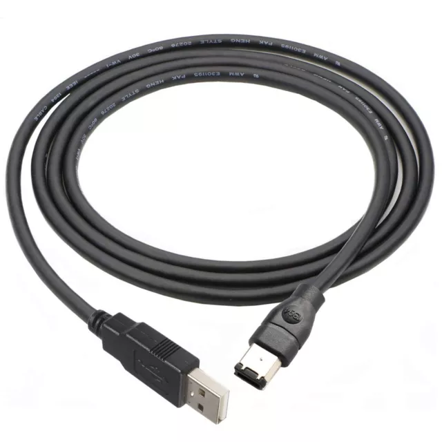 1.8m USB 2.0 Male To Firewire iEEE 1394 6-Pin M/M iLink Adapter Cable AU Stock