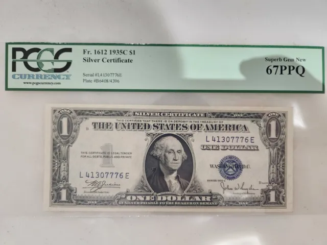 1935 C $1 One Dollar Silv. Certificate Note Fr-1612 67 Ppq Pcgs