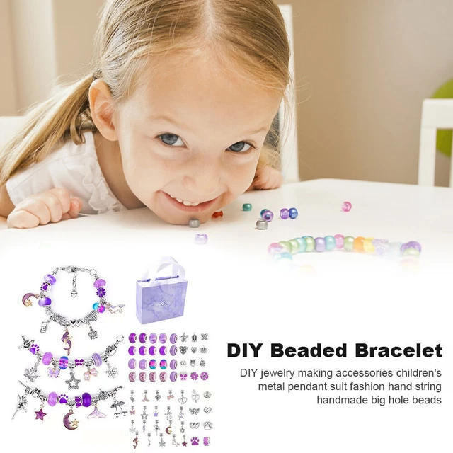 DIY Charm Bracelet Beads Jewelry Making Kit Arts Crafts for Kids Girl (Purple) 2