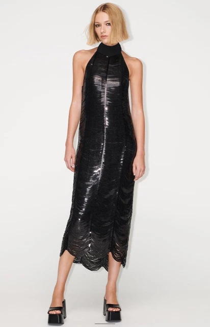 ZARA BLACK SEQUIN Sparkly Midi Long Dress Halter Neck Sold Out 23/24 - Medium 48.99 - PicClick UK ZARA BLACK SEQUIN Sparkly Midi Long Dress Halter Neck Sold Out 23/24 - Medium 48.99 - PicClick UK
