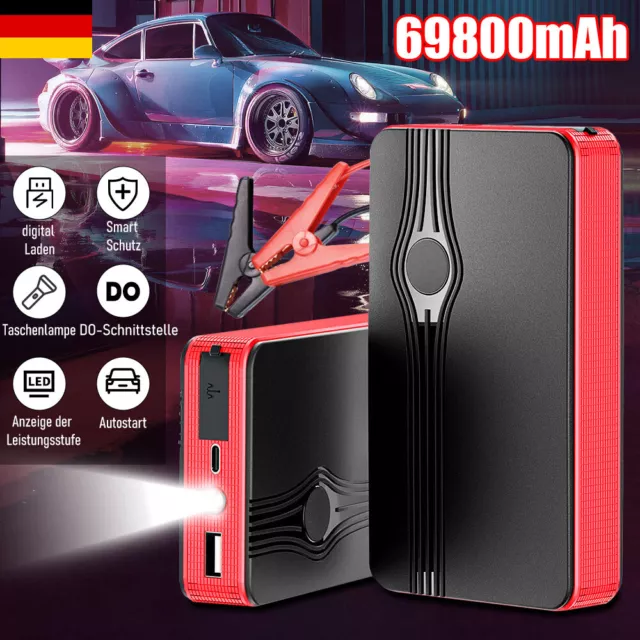 Auto KFZ Starthilfe 600A 12V Jump Starter Ladegerät Booster 69800mAh  Powerbank