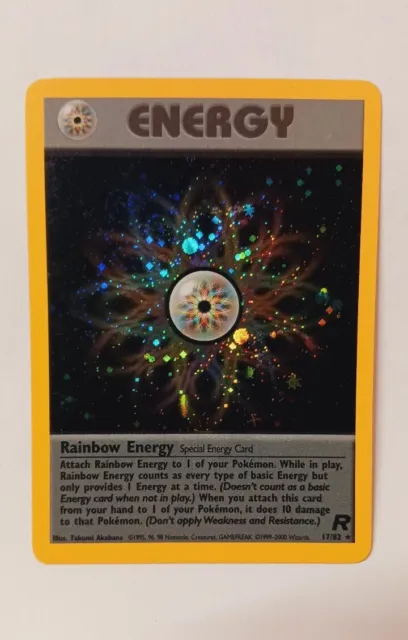Rare MINT+ Rainbow Energy Original #17 Team Rocket Holo Swirl Pokemon Card