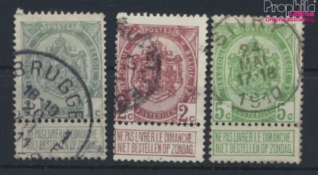 Belgique 78-80 oblitéré 1907 Etat Emblem (9822696